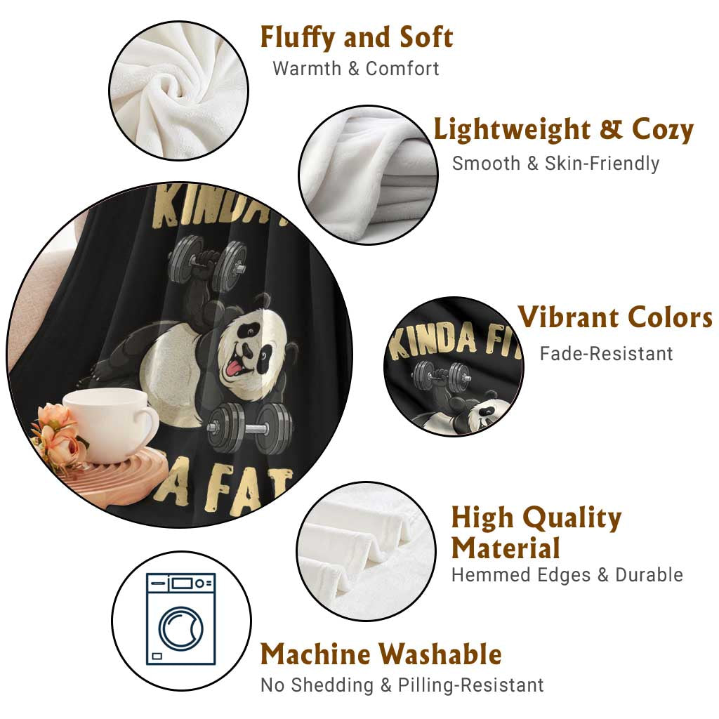 Funny Panda Weightlifting Workout Throw Blanket Kinda Fit Sorta Fat TS12 Print Your Wear
