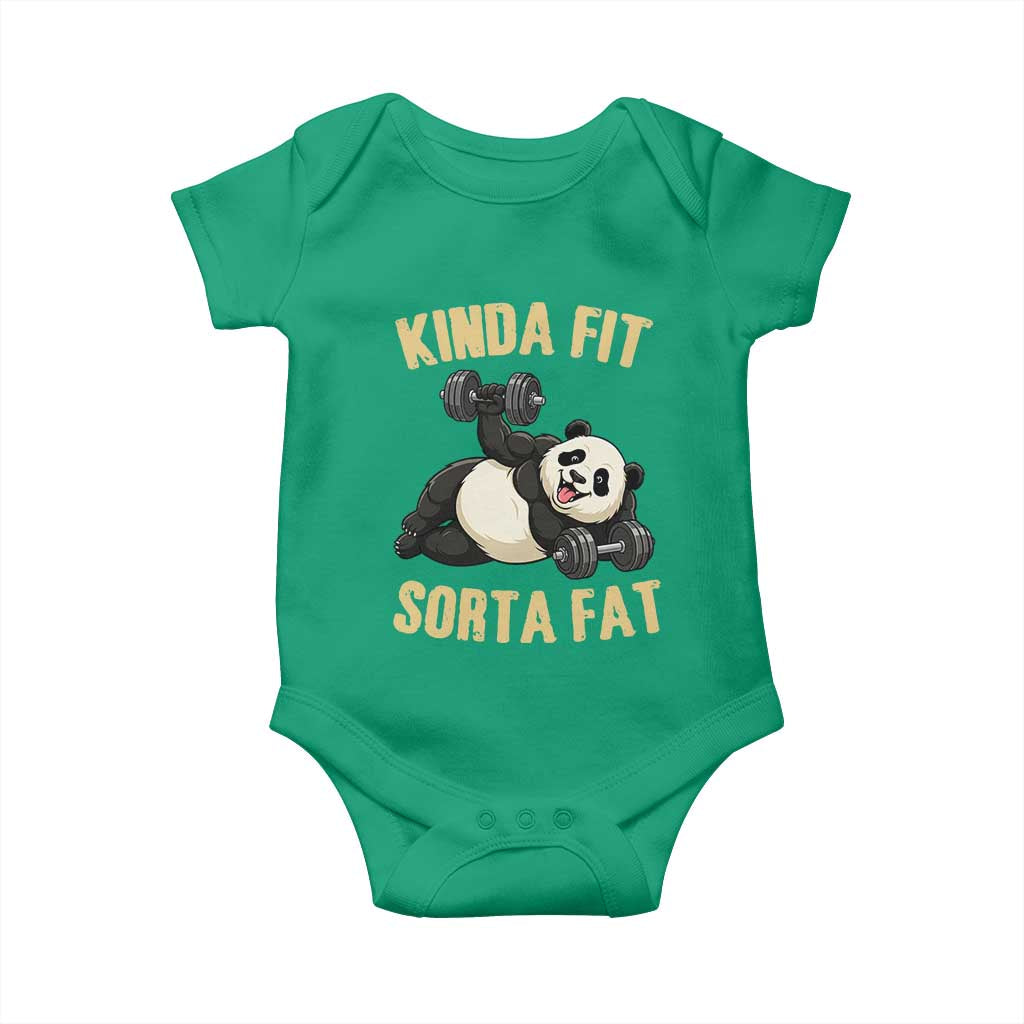 Funny Panda Weightlifting Workout Baby Onesie Kinda Fit Sorta Fat TS12 Irish Green Print Your Wear