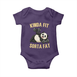 Funny Panda Weightlifting Workout Baby Onesie Kinda Fit Sorta Fat TS12 Purple Print Your Wear