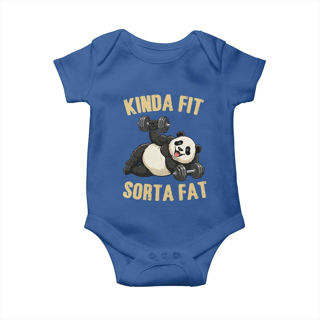 Funny Panda Weightlifting Workout Baby Onesie Kinda Fit Sorta Fat TS12 Royal Blue Print Your Wear