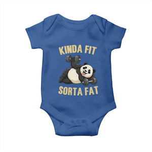 Funny Panda Weightlifting Workout Baby Onesie Kinda Fit Sorta Fat TS12 Royal Blue Print Your Wear