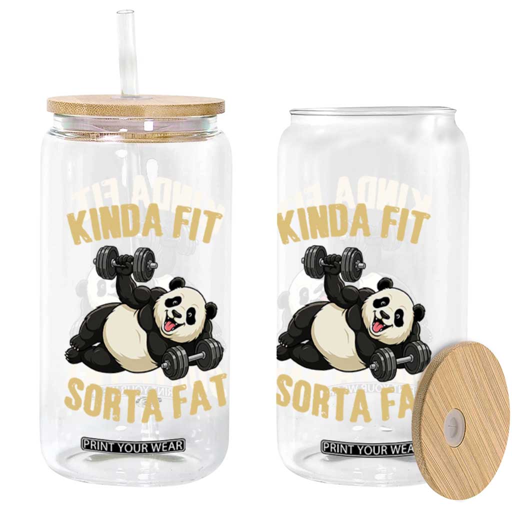 Funny Panda Weightlifting Workout Glass Can Kinda Fit Sorta Fat TS12 Print Your Wear