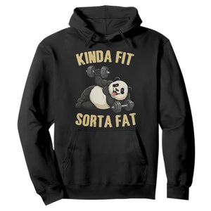 Funny Panda Weightlifting Workout Hoodie Kinda Fit Sorta Fat TS12 Black Print Your Wear