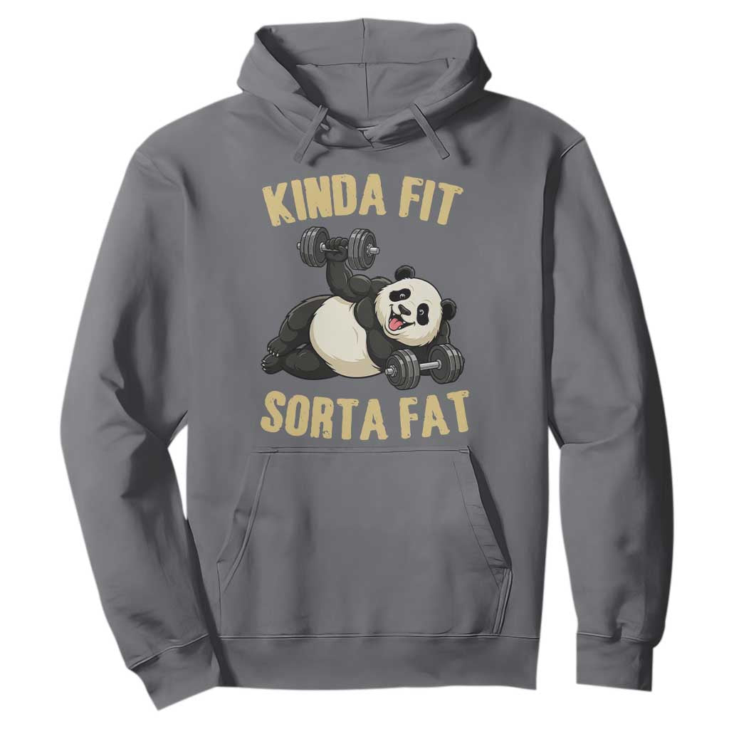 Funny Panda Weightlifting Workout Hoodie Kinda Fit Sorta Fat TS12 Charcoal Print Your Wear