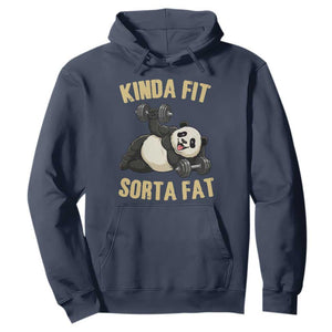 Funny Panda Weightlifting Workout Hoodie Kinda Fit Sorta Fat TS12 Navy Print Your Wear