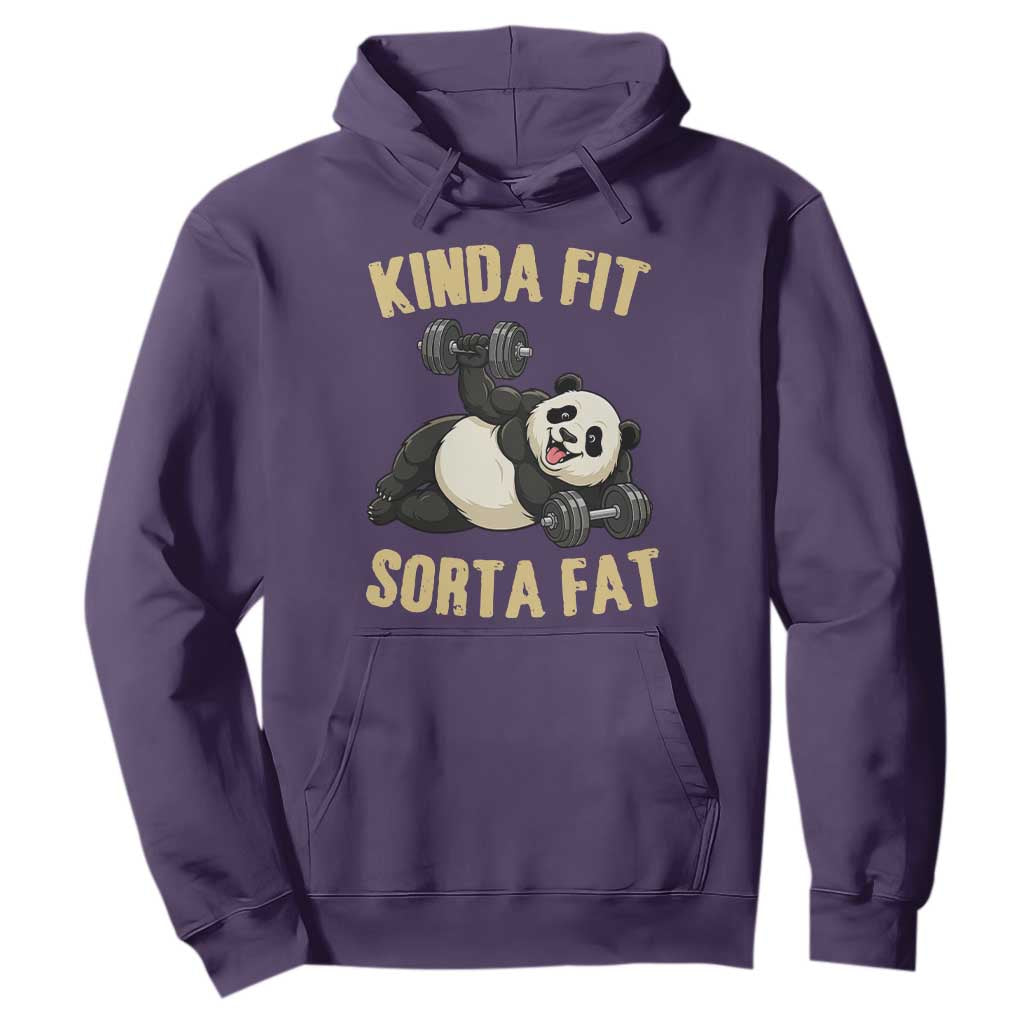 Funny Panda Weightlifting Workout Hoodie Kinda Fit Sorta Fat TS12 Purple Print Your Wear