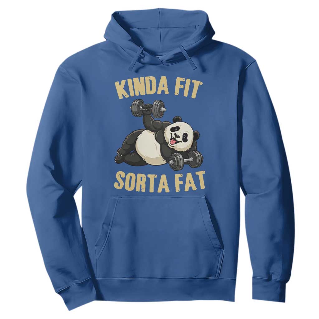 Funny Panda Weightlifting Workout Hoodie Kinda Fit Sorta Fat TS12 Royal Blue Print Your Wear