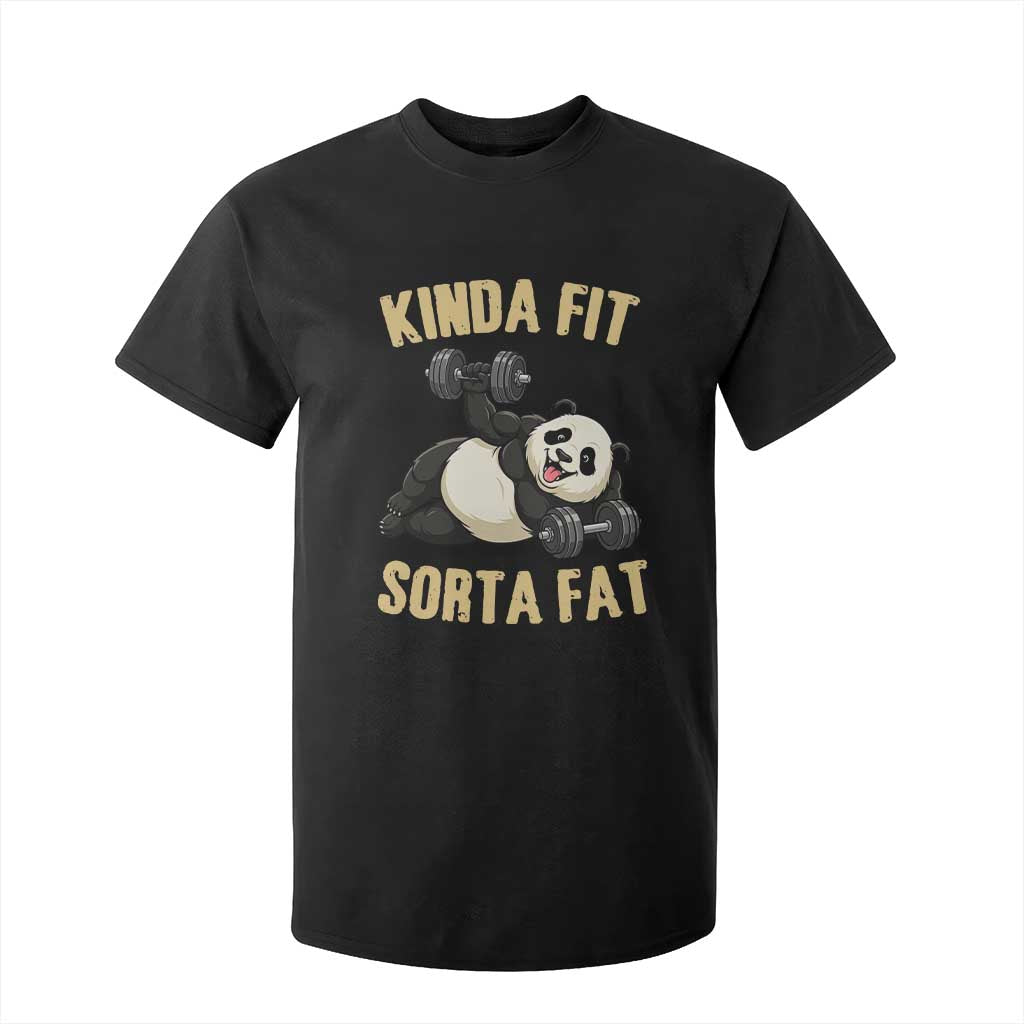 Funny Panda Weightlifting Workout T Shirt For Kid Kinda Fit Sorta Fat TS12 Black Print Your Wear