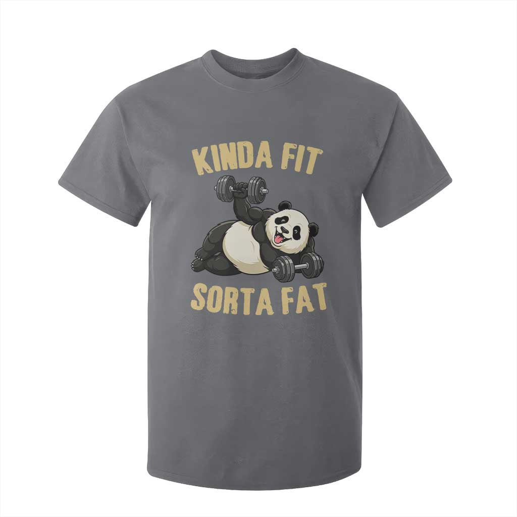 Funny Panda Weightlifting Workout T Shirt For Kid Kinda Fit Sorta Fat TS12 Charcoal Print Your Wear