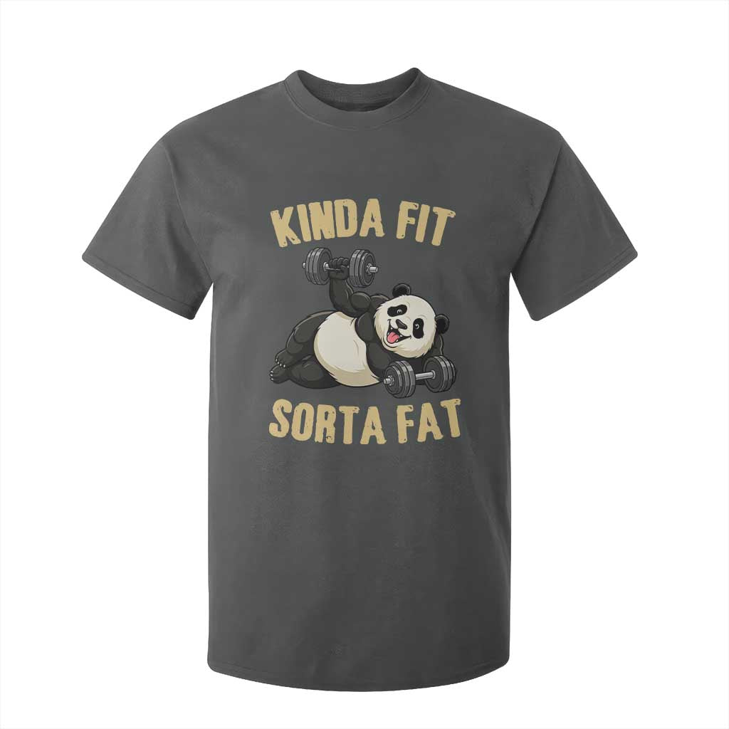 Funny Panda Weightlifting Workout T Shirt For Kid Kinda Fit Sorta Fat TS12 Dark Heather Print Your Wear