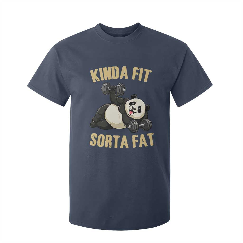 Funny Panda Weightlifting Workout T Shirt For Kid Kinda Fit Sorta Fat TS12 Navy Print Your Wear