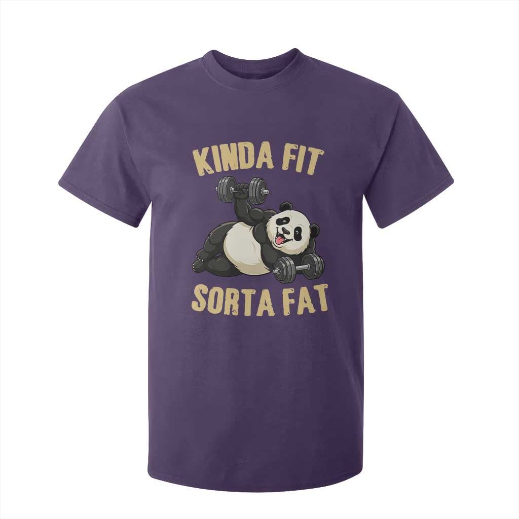 Funny Panda Weightlifting Workout T Shirt For Kid Kinda Fit Sorta Fat TS12 Purple Print Your Wear