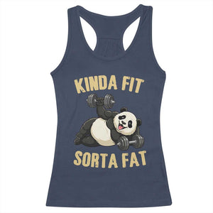 Funny Panda Weightlifting Workout Racerback Tank Top Kinda Fit Sorta Fat TS12 Navy Print Your Wear