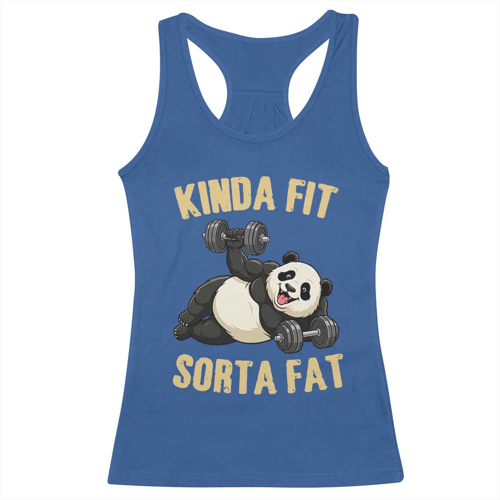 Funny Panda Weightlifting Workout Racerback Tank Top Kinda Fit Sorta Fat TS12 Royal Blue Print Your Wear