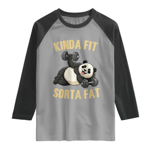 Funny Panda Weightlifting Workout Raglan Shirt Kinda Fit Sorta Fat TS12 Sport Gray Black Print Your Wear