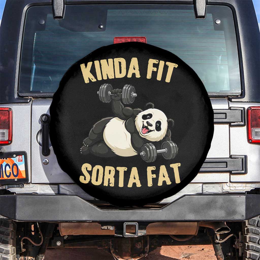 Funny Panda Weightlifting Workout Spare Tire Cover Kinda Fit Sorta Fat TS12 No hole Black Print Your Wear