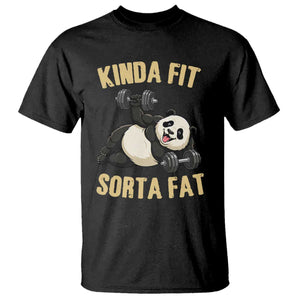 Funny Panda Weightlifting Workout T Shirt Kinda Fit Sorta Fat TS12 Black Print Your Wear