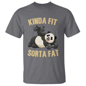 Funny Panda Weightlifting Workout T Shirt Kinda Fit Sorta Fat TS12 Charcoal Print Your Wear