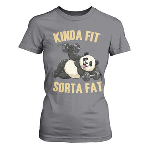 Funny Panda Weightlifting Workout T Shirt For Women Kinda Fit Sorta Fat TS12 Charcoal Print Your Wear