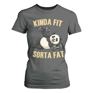 Funny Panda Weightlifting Workout T Shirt For Women Kinda Fit Sorta Fat TS12 Dark Heather Print Your Wear