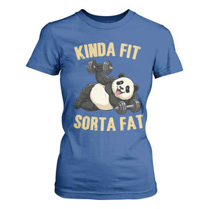 Funny Panda Weightlifting Workout T Shirt For Women Kinda Fit Sorta Fat TS12 Royal Blue Print Your Wear