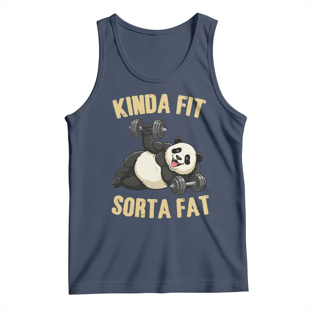 Funny Panda Weightlifting Workout Tank Top Kinda Fit Sorta Fat TS12 Navy Print Your Wear