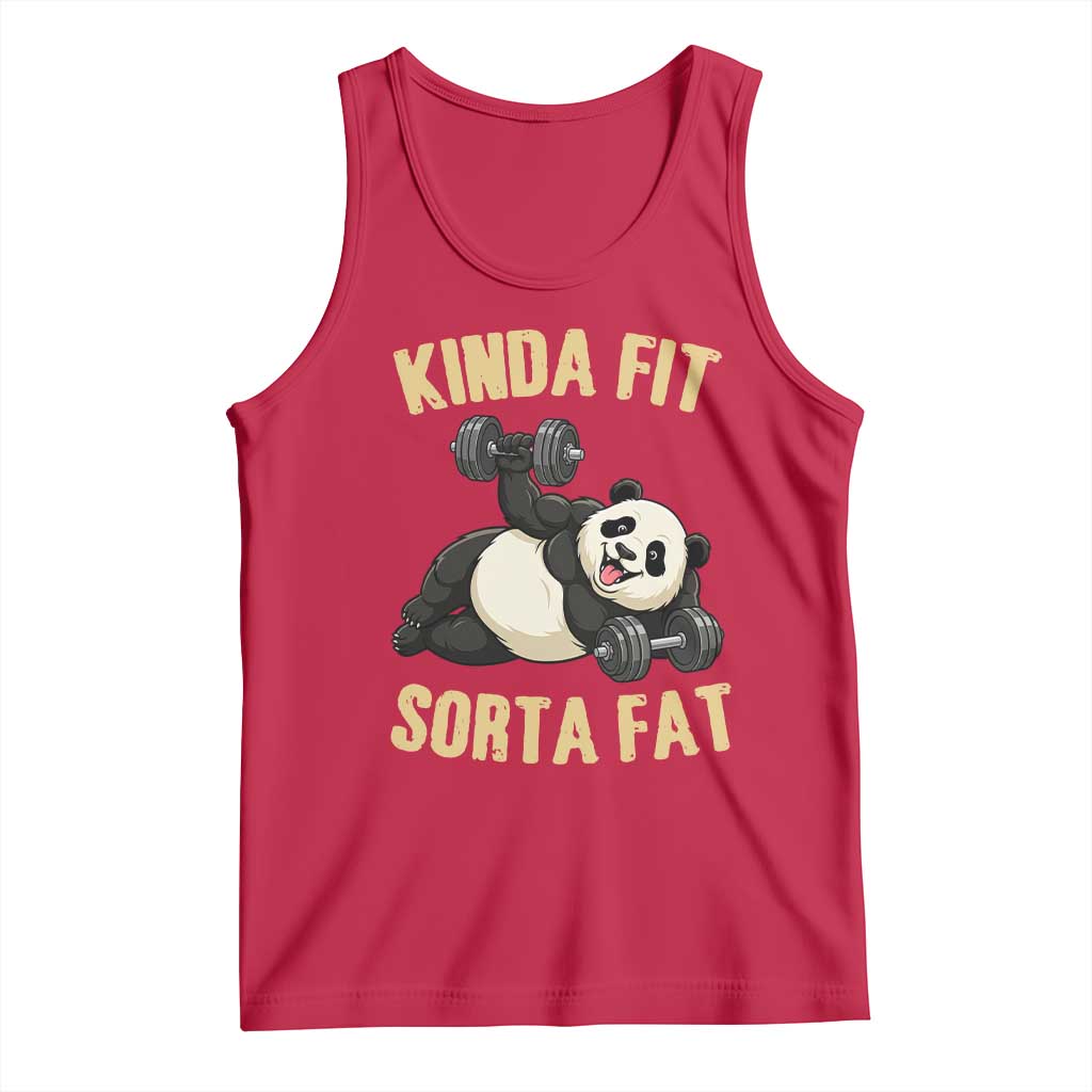 Funny Panda Weightlifting Workout Tank Top Kinda Fit Sorta Fat TS12 Red Print Your Wear