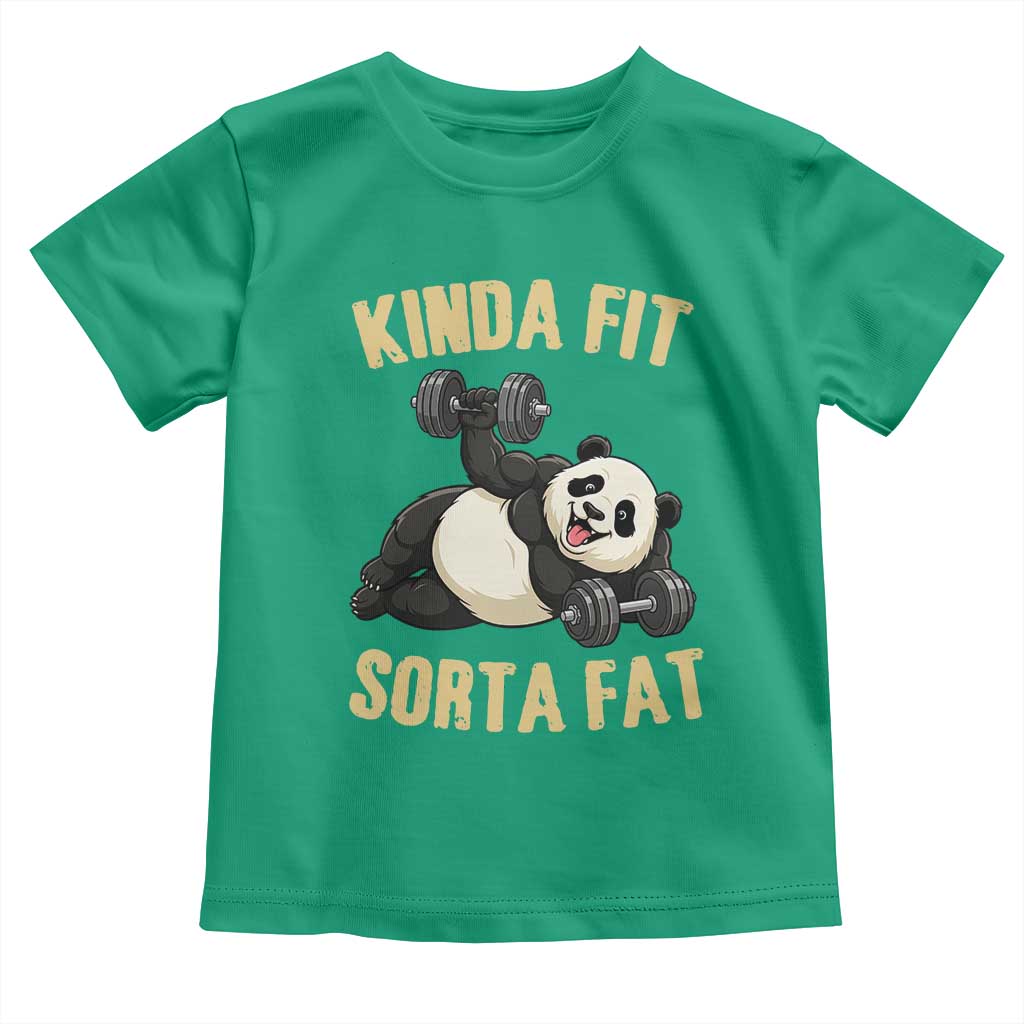 Funny Panda Weightlifting Workout Toddler T Shirt Kinda Fit Sorta Fat TS12 Irish Green Print Your Wear