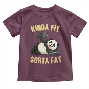 Funny Panda Weightlifting Workout Toddler T Shirt Kinda Fit Sorta Fat TS12 Maroon Print Your Wear
