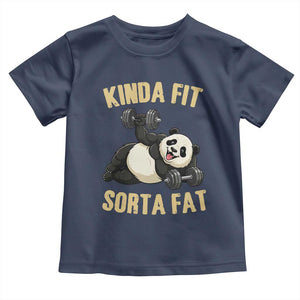 Funny Panda Weightlifting Workout Toddler T Shirt Kinda Fit Sorta Fat TS12 Navy Print Your Wear