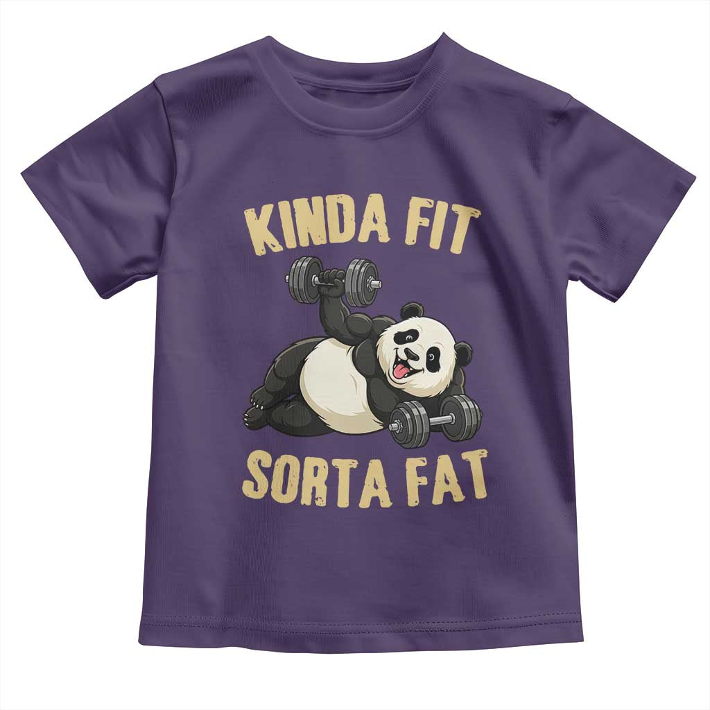 Funny Panda Weightlifting Workout Toddler T Shirt Kinda Fit Sorta Fat TS12 Purple Print Your Wear