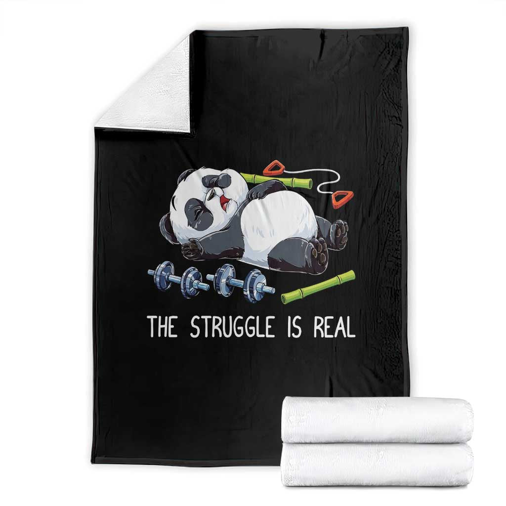 Funny Panda Workout Gift Throw Blanket The Struggle Is Real TS12 Black Print Your Wear