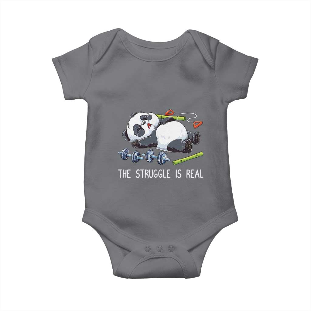 Funny Panda Workout Gift Baby Onesie The Struggle Is Real TS12 Charcoal Print Your Wear