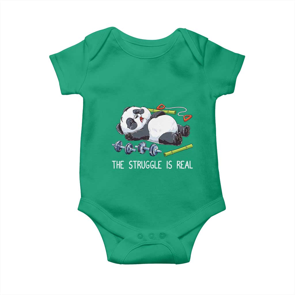 Funny Panda Workout Gift Baby Onesie The Struggle Is Real TS12 Irish Green Print Your Wear