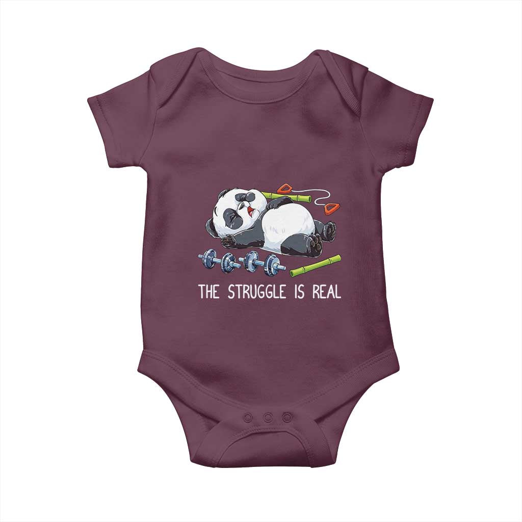 Funny Panda Workout Gift Baby Onesie The Struggle Is Real TS12 Maroon Print Your Wear