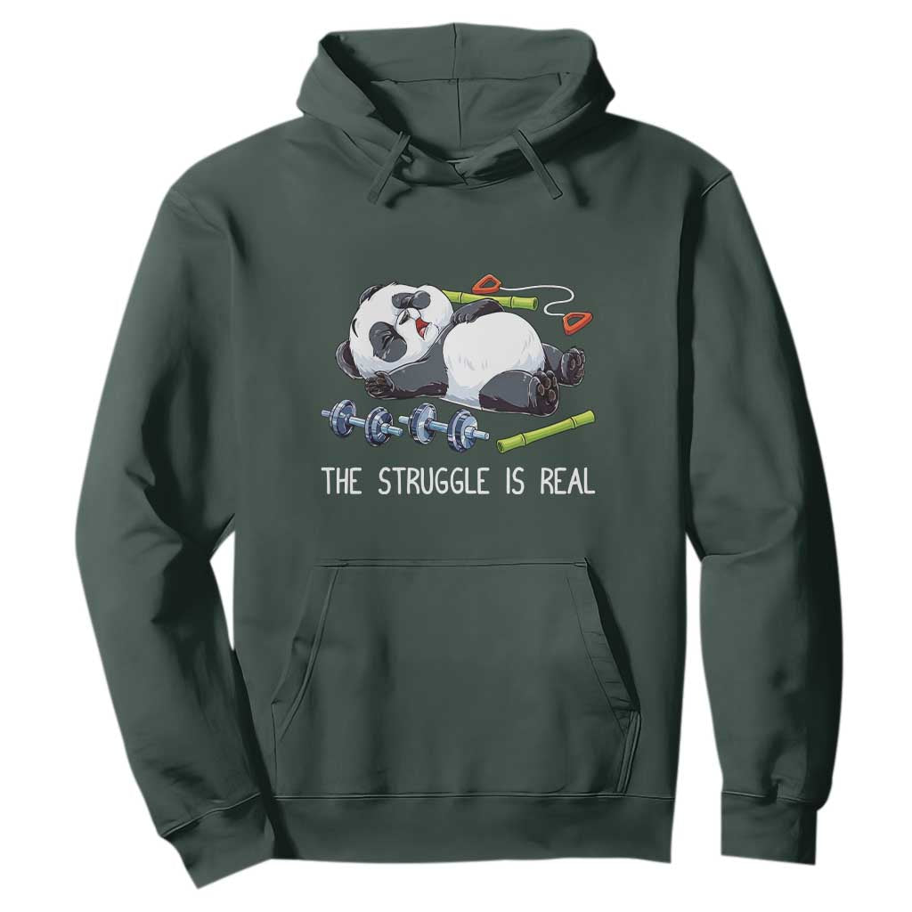 Funny Panda Workout Gift Hoodie The Struggle Is Real TS12 Dark Forest Green Print Your Wear