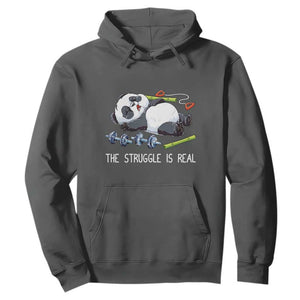 Funny Panda Workout Gift Hoodie The Struggle Is Real TS12 Dark Heather Print Your Wear