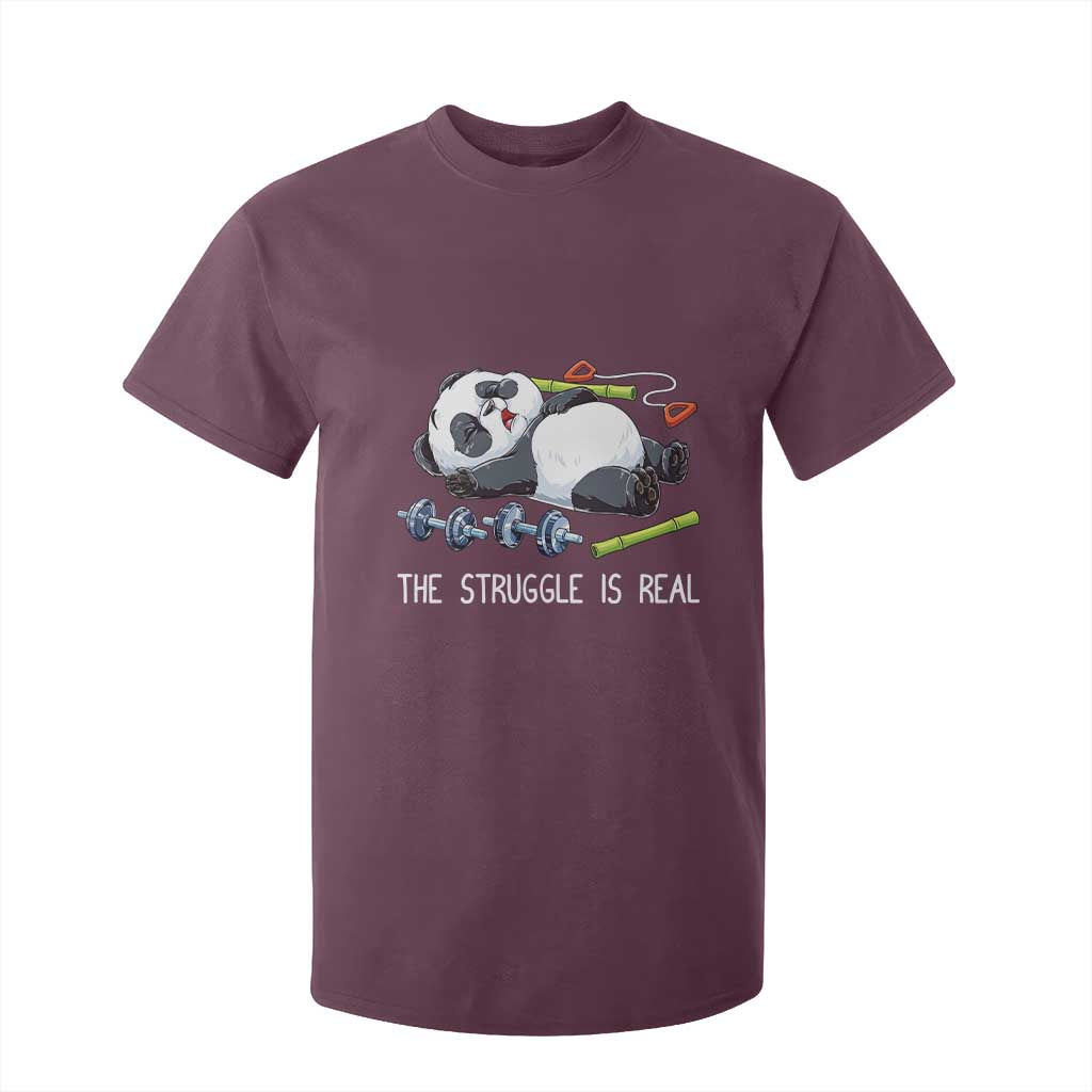 Funny Panda Workout Gift T Shirt For Kid The Struggle Is Real TS12 Maroon Print Your Wear