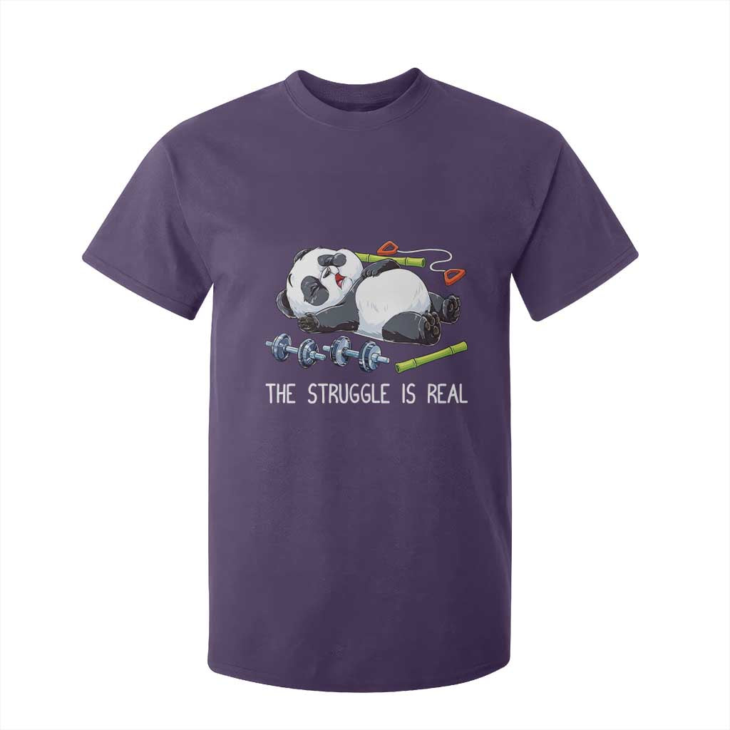 Funny Panda Workout Gift T Shirt For Kid The Struggle Is Real TS12 Purple Print Your Wear
