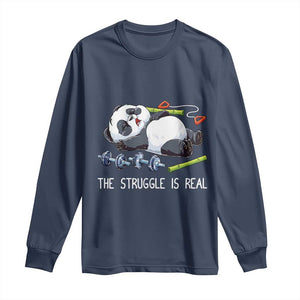 Funny Panda Workout Gift Long Sleeve Shirt The Struggle Is Real TS12 Navy Print Your Wear