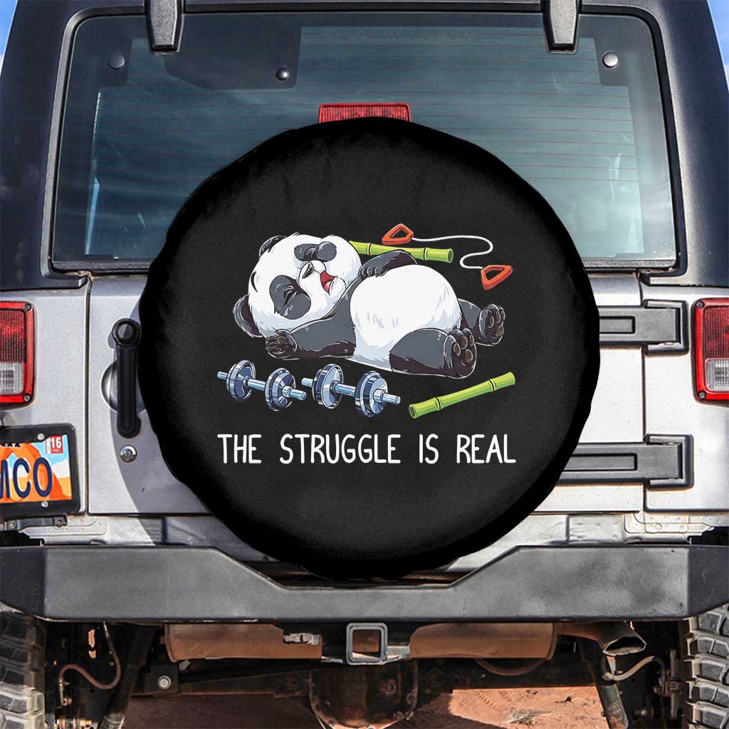 Funny Panda Workout Gift Spare Tire Cover The Struggle Is Real TS12 No hole Black Print Your Wear