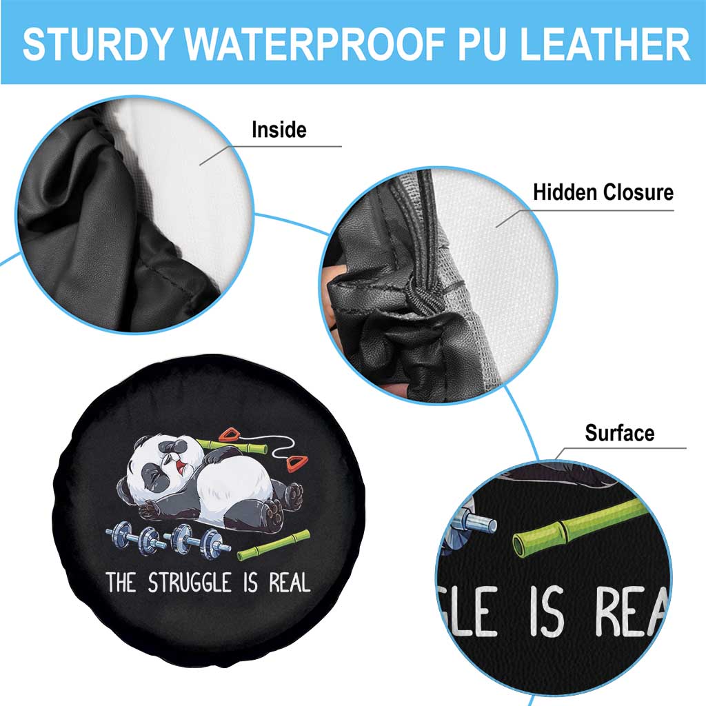 Funny Panda Workout Gift Spare Tire Cover The Struggle Is Real TS12 Print Your Wear