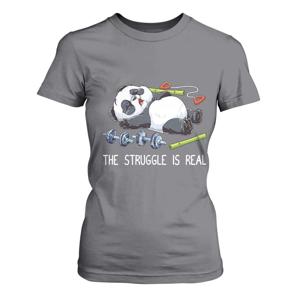 Funny Panda Workout Gift T Shirt For Women The Struggle Is Real TS12 Charcoal Print Your Wear