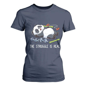 Funny Panda Workout Gift T Shirt For Women The Struggle Is Real TS12 Navy Print Your Wear