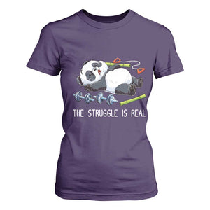 Funny Panda Workout Gift T Shirt For Women The Struggle Is Real TS12 Purple Print Your Wear