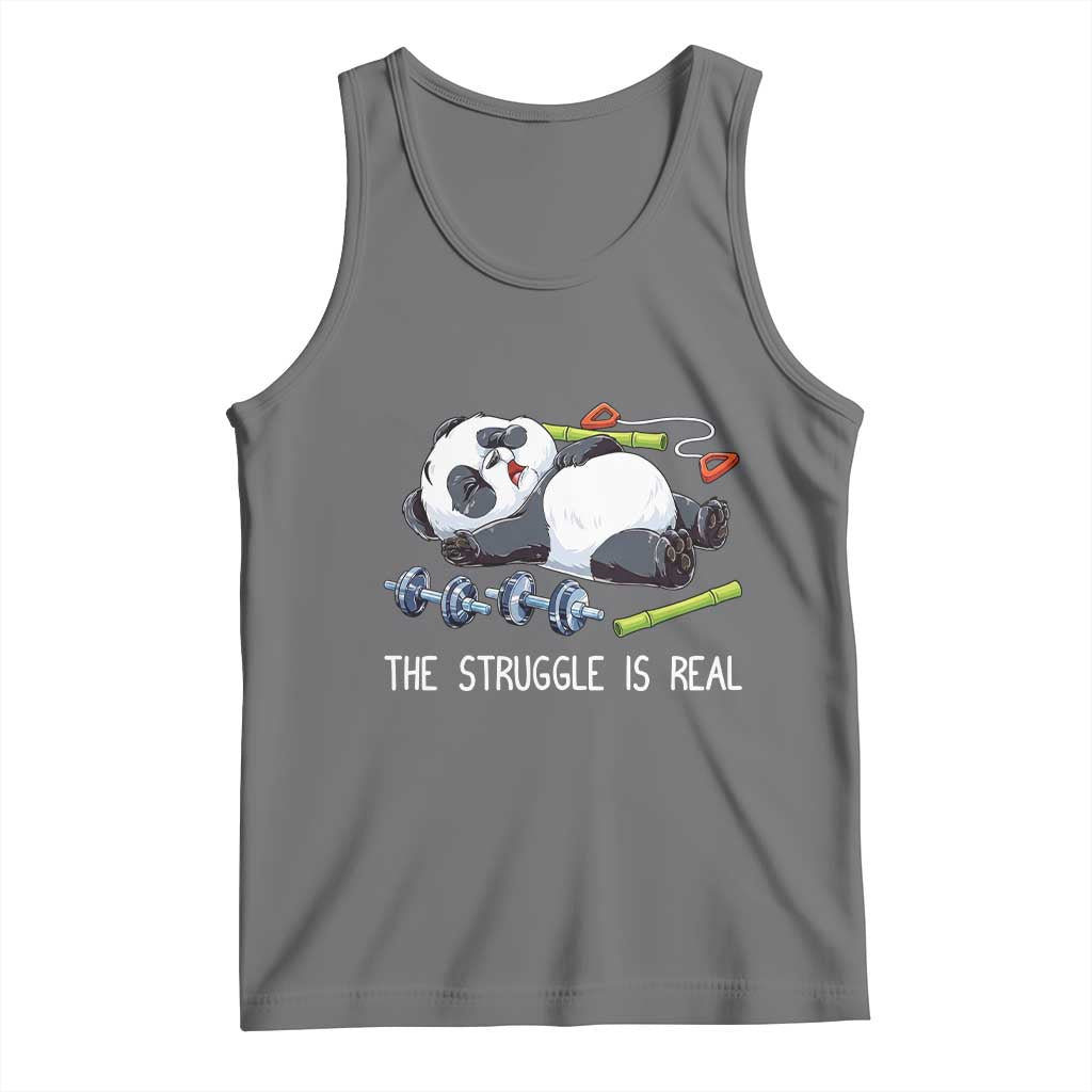 Funny Panda Workout Gift Tank Top The Struggle Is Real TS12 Black Heather Print Your Wear