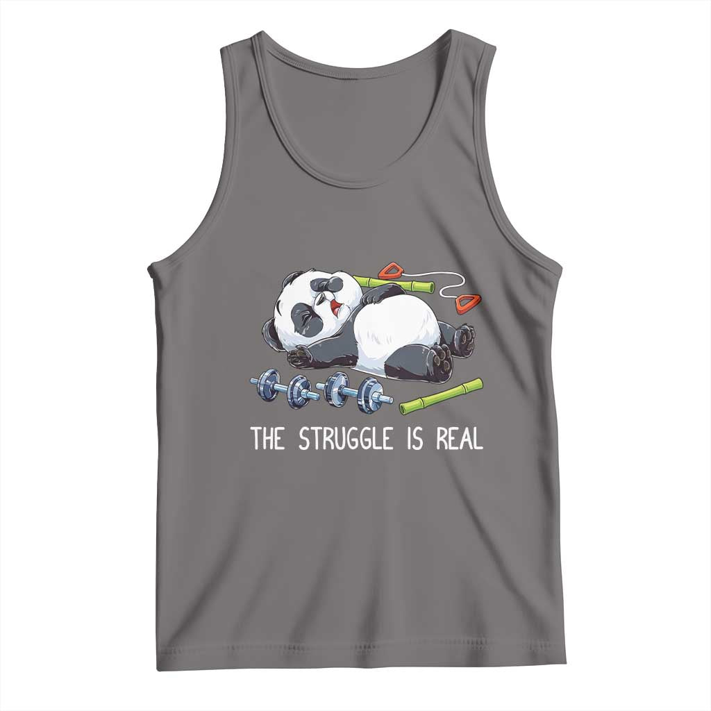 Funny Panda Workout Gift Tank Top The Struggle Is Real TS12 Deep Heather Print Your Wear