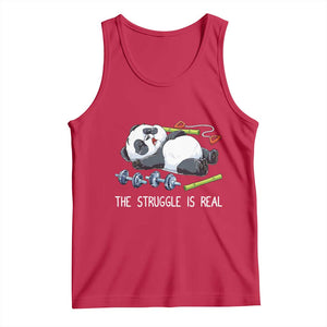 Funny Panda Workout Gift Tank Top The Struggle Is Real TS12 Red Print Your Wear