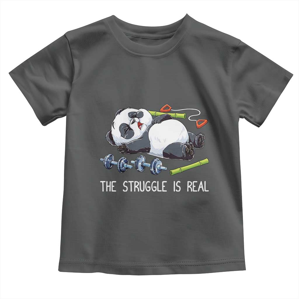 Funny Panda Workout Gift Toddler T Shirt The Struggle Is Real TS12 Dark Heather Print Your Wear