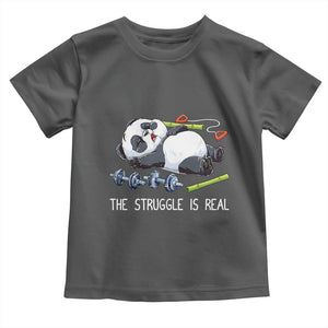 Funny Panda Workout Gift Toddler T Shirt The Struggle Is Real TS12 Dark Heather Print Your Wear
